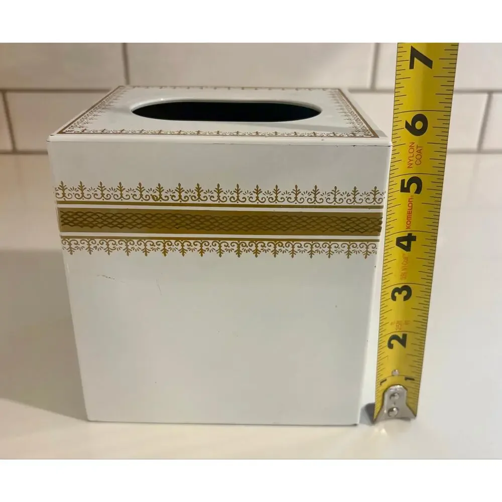 Vintage White and Gold Tissue Box Cover by Andre Richard made in Japan